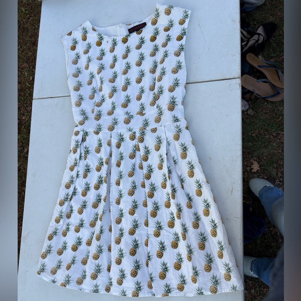 Pineapple Print White Mini Dress